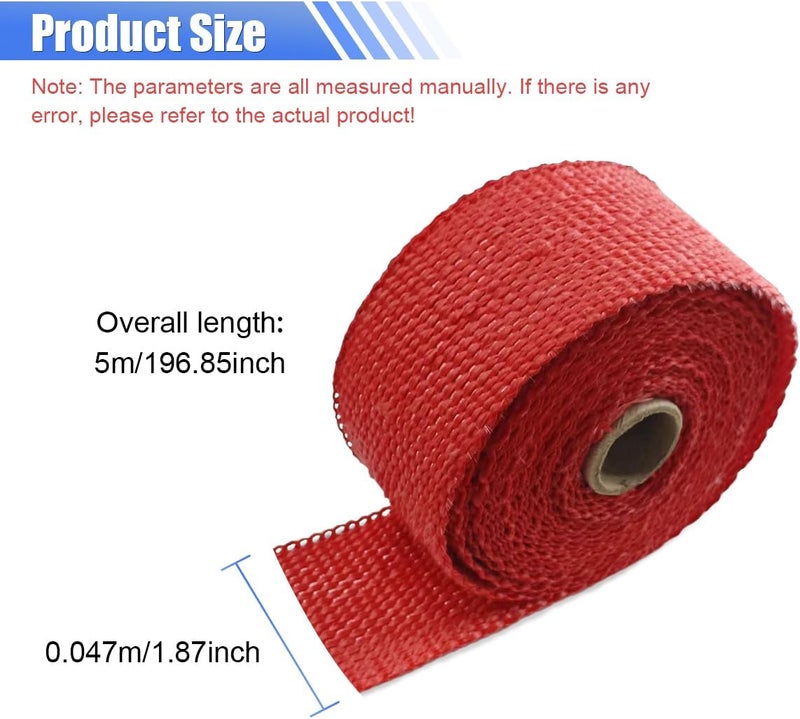 BDZMC 2" x 16 Ft Motorcycle Exhaust Heat Wrap Roll, Exhaust Manifold Heat Wrap Fiberglass Heat Shield Tape, Car Exhaust Tube Thermal Wrap Tape with 10 Stainless Locking Ties - Image 2